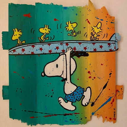 Painting Journée surf by Marie G. | Painting Pop-art Acrylic, Wood Pop icons