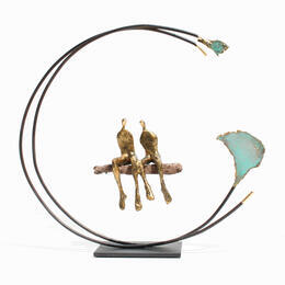 Sculpture Garden Swing Lovers by Renoux Vanessa | Sculpture Figurative Metal, Wood Life style, Nature