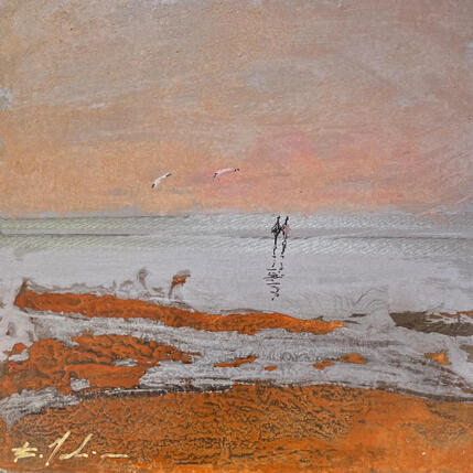 Peinture Soir à la plage par Mahieu Bertrand | Tableau