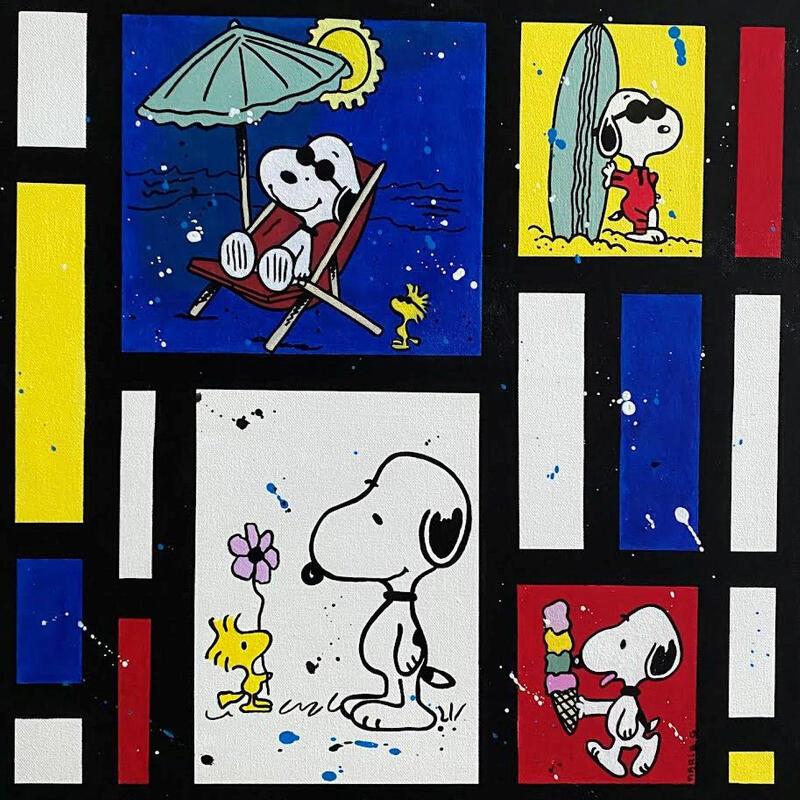 Peinture Les vacances de Snoopy par Marie G. | Tableau Pop-art Icones Pop Acrylique