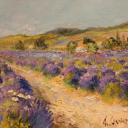 Painting Chemin dans les lavandes by Sannier Daniel | Painting Impressionism Oil Landscapes, Pop icons