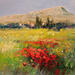 Painting Fleurs rouges en Provence by Sannier Daniel | Painting Impressionism Landscapes Oil