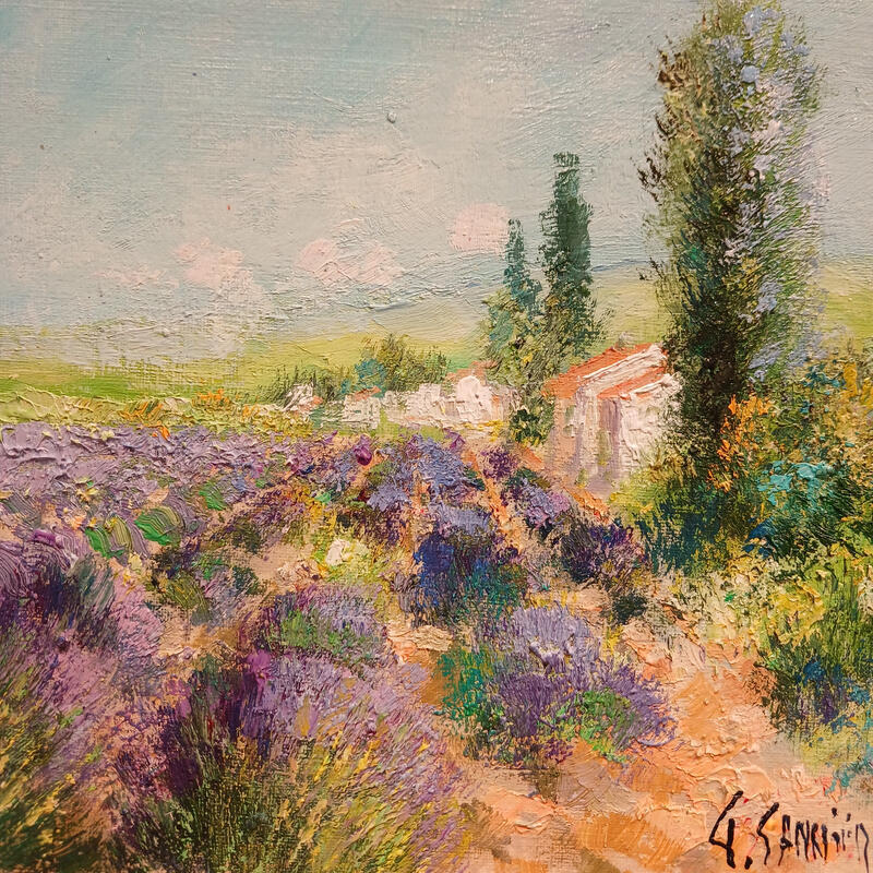 Painting Vers le village de Puimoisson by Sannier Daniel | Painting Impressionism Landscapes Oil