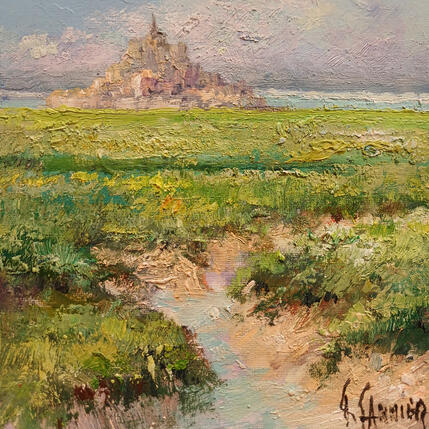 Painting Le Mont St Michel by Sannier Daniel | Painting Impressionism Oil Landscapes, Pop icons