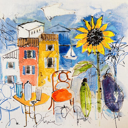 Painting Sous le tournesol by Colombo Cécile | Painting