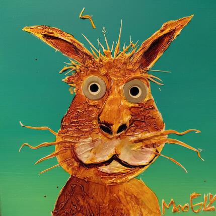 Gemälde Hypermétropius von Moogly | Gemälde Art brut Acryl, Harz, Pigmente Pop-Ikonen, Tiere