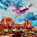 Painting Courthouse-Butte-and-Bell-Rock 2 by Reymond Pierre | Painting Figurative Oil