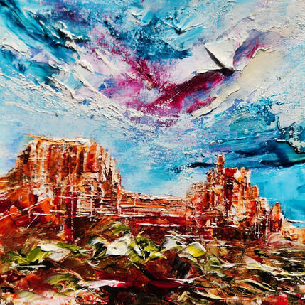Painting Courthouse-Butte-and-Bell-Rock 2 by Reymond Pierre | Painting Figurative Oil