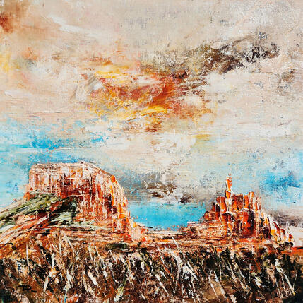 Painting Counterhouse Butte and Bell rock by Reymond Pierre | Painting Figurative Oil Landscapes