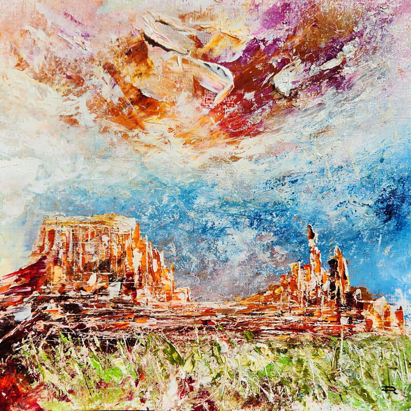 Painting Counterhouse Butte and Bell rock 2 by Reymond Pierre | Painting Figurative Oil