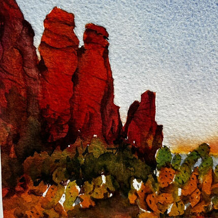 Painting Sedona 349 by Seruch Capouillez Isabelle | Painting Figurative Watercolor Urban
