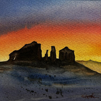 Painting Sedona 350 by Seruch Capouillez Isabelle | Painting Figurative Watercolor Urban