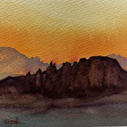 Painting Sedona 358 by Seruch Capouillez Isabelle | Painting Figurative Watercolor Urban