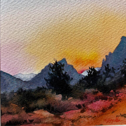 Painting Sedona 354 by Seruch Capouillez Isabelle | Painting Figurative Watercolor Urban