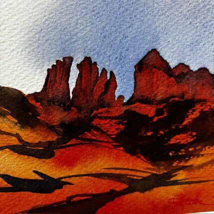 Painting Sedona 353 by Seruch Capouillez Isabelle | Painting Figurative Watercolor Urban