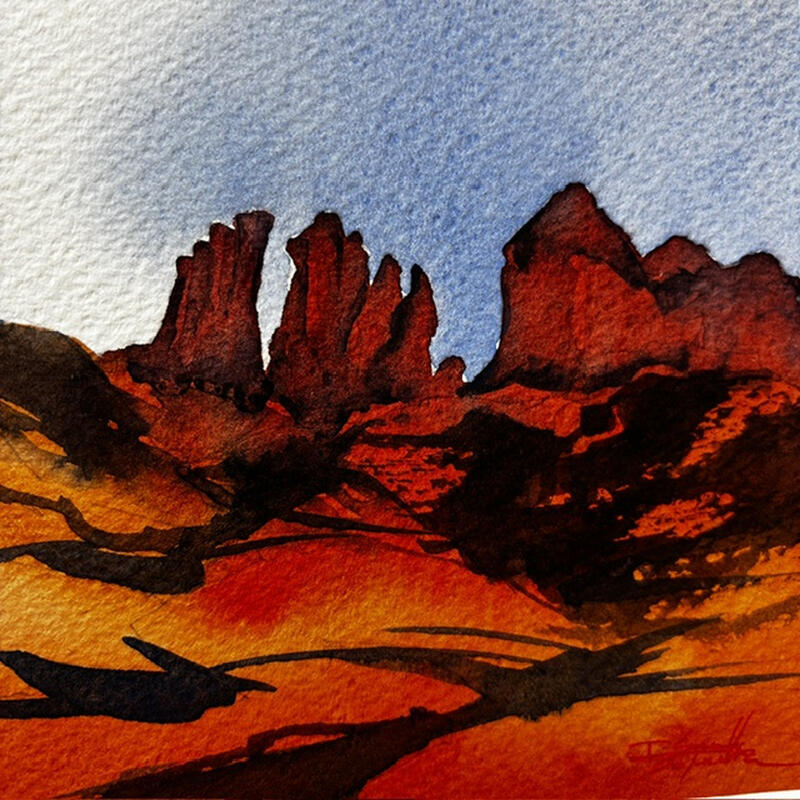 Painting Sedona 353 by Seruch Capouillez Isabelle | Painting Figurative Urban Watercolor