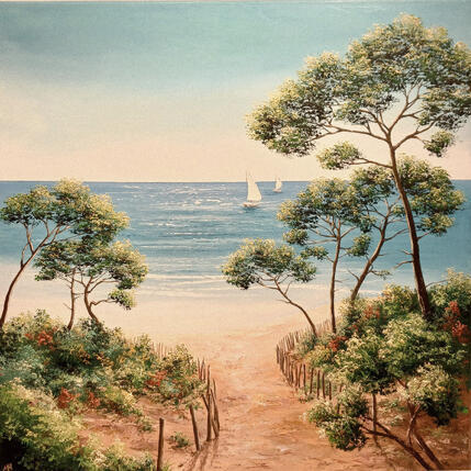 Painting Petit paradis by Blandin Magali | Painting Figurative Oil Landscapes