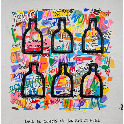 Painting YOUPI & HAPPY by Mam | Painting Pop-art Acrylic Pop icons, Still-life