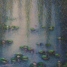 Peinture Lumière sur l'étang par Dessapt Alan | Tableau Figuratif Acrylique, Huile Urbain