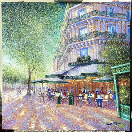 Gemälde Les deux magots von Dessapt Alan | Gemälde Figurativ Acryl, Öl Urban