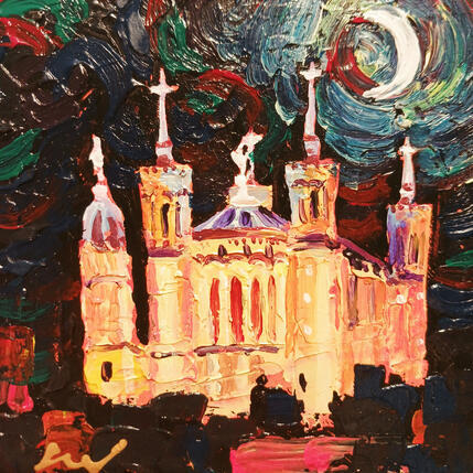 Painting Clair de lune à Fourvière by Sheremet Ion | Painting