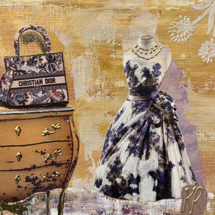 Painting Dior 1950 by Romanelli Karine | Painting Figurative Acrylic, Gluing