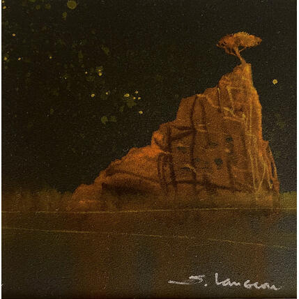 Painting Lueur nocturne by Langeron Stéphane | Painting Figurative Watercolor Landscapes