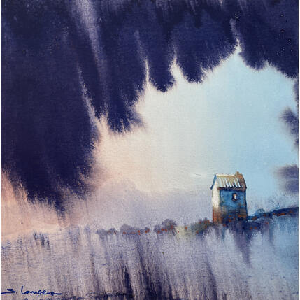 Peinture Sur la crête par Langeron Stéphane | Tableau Figuratif Aquarelle Paysages