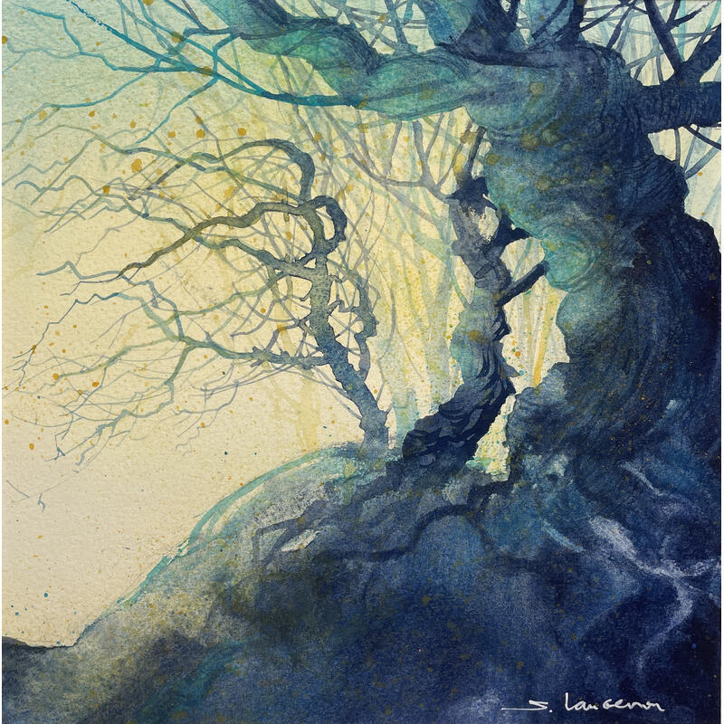 Peinture La forêt extraordinaire par Langeron Stéphane | Tableau Figuratif Paysages Aquarelle