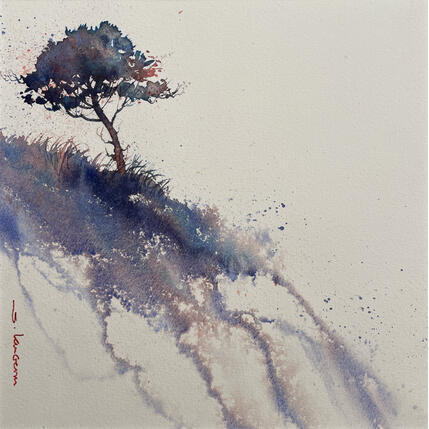 Peinture Le pin myrtille par Langeron Stéphane | Tableau Figuratif Aquarelle Paysages