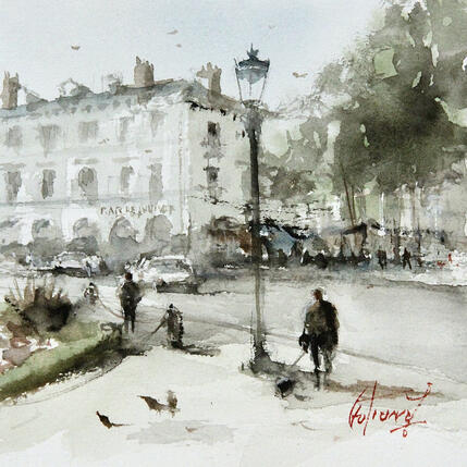 Peinture La place Jean Jaurès par Gutierrez | Tableau