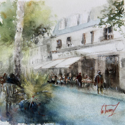 Peinture Cafés place Jean Jaurès  par Gutierrez | Tableau