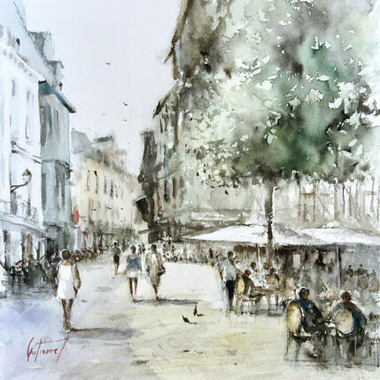 Peinture Les terrasses de la place Plumereau par Gutierrez | Tableau