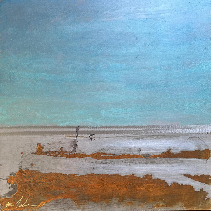 Peinture Balade à la mer par Mahieu Bertrand | Tableau Figuratif Paysages Métal