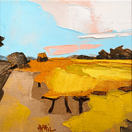 Painting Le chemin dans les vignes by PAPAIL | Painting Abstract Oil Landscapes