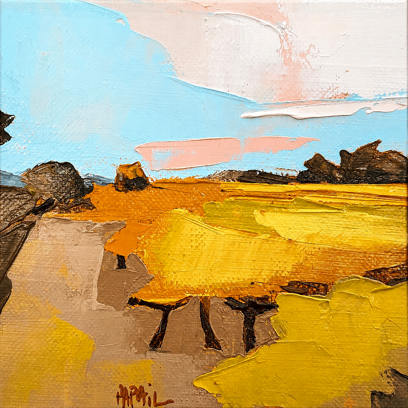Painting Le chemin dans les vignes by PAPAIL | Painting Abstract Landscapes Oil
