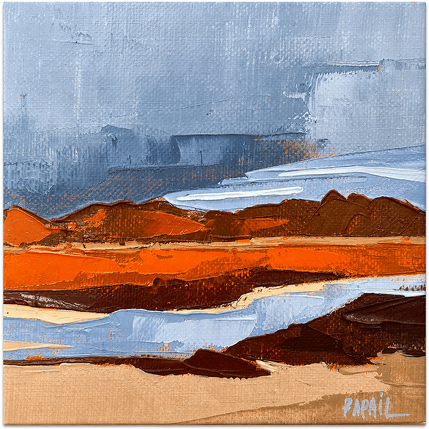 Painting Derrière les dunes by PAPAIL | Painting Abstract Oil Landscapes