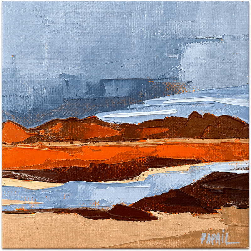 Painting Derrière les dunes by PAPAIL | Painting Abstract Landscapes Oil