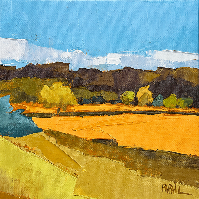 Painting Un soir en promenade by PAPAIL | Painting Abstract Landscapes Oil