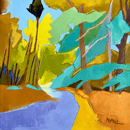 Painting Chemin en forêt by PAPAIL | Painting Abstract Oil Landscapes
