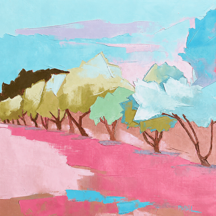 Painting Le champ d'oliviers by PAPAIL | Painting Abstract Oil Landscapes