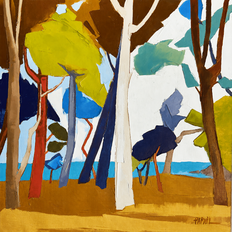 Painting Swing dans les arbres by PAPAIL | Painting Abstract Landscapes Oil