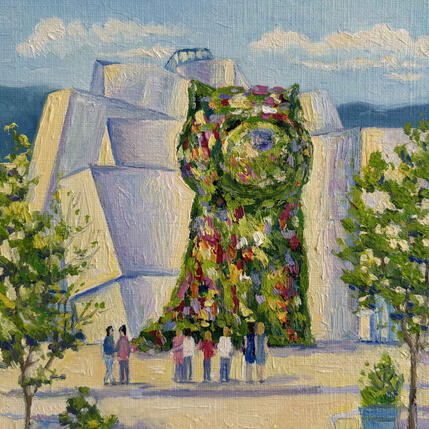 Painting Le chiot à Bilbao by Kochevykh Yulia | Painting Figurative Oil Architecture, Landscapes, Urban