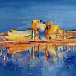 Painting La nuit by Kochevykh Yulia | Painting Figurative Oil Architecture, Landscapes, Urban
