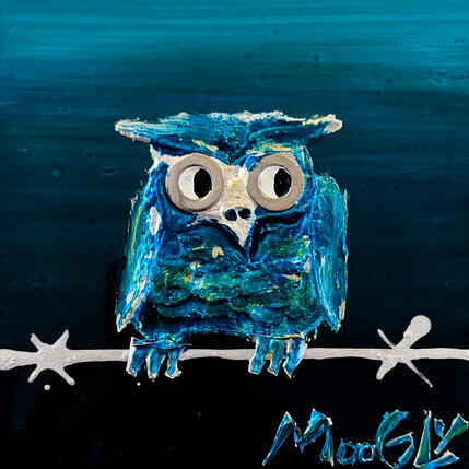 Painting CURIUS by Moogly | Painting Raw art Acrylic, Pigments, Resin Animals