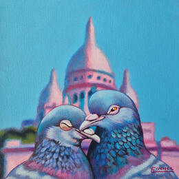 Peinture Sous le ciel de Paris lez oiseaux eu bon Dieu Hmm-Hmm par Emma Fischer | Tableau