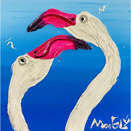 Gemälde PROPICIUS von Moogly | Gemälde Art brut Acryl, Harz, Pigmente Tiere