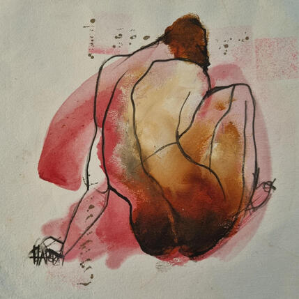 Painting emotion sur buvard 1 by Chaperon Martine | Painting Figurative Acrylic Nude, Pop icons