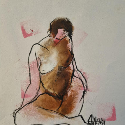 Painting emotion sur buvard 2 by Chaperon Martine | Painting Figurative Acrylic Nude, Pop icons