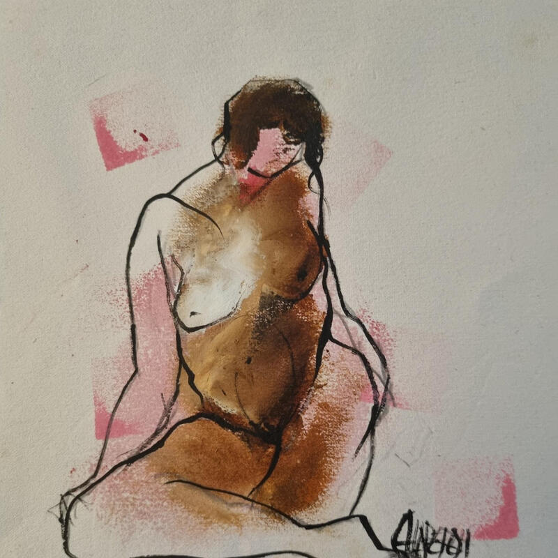Painting emotion sur buvard 2 by Chaperon Martine | Painting Figurative Nude Acrylic